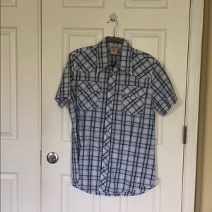 True Religion blue plaid button down shirt